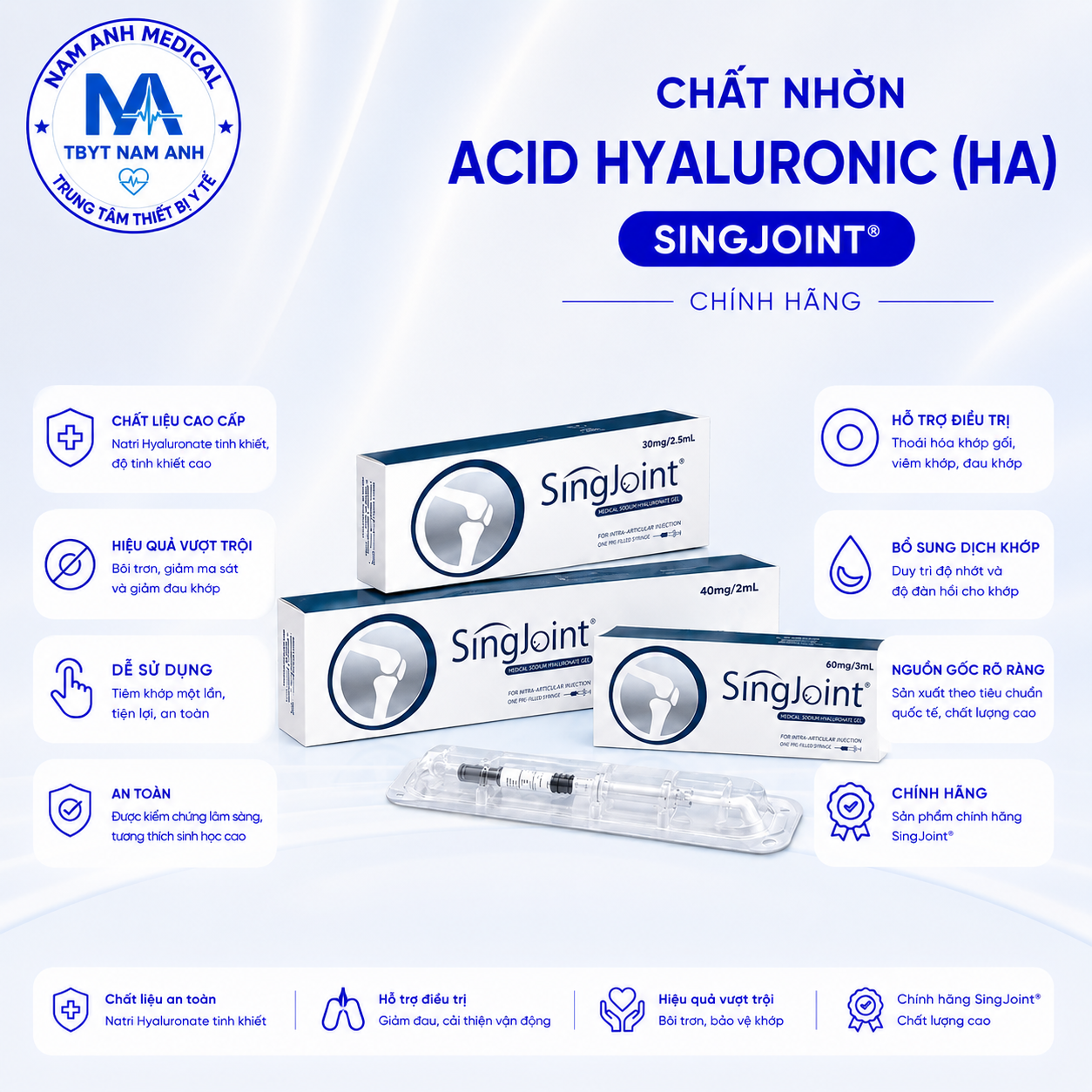 Thuốc tiêm dịch nhờn khớp gối Singjoint 60mg/3ml Thuốc tiêm dịch nhờn khớp gối Singjoint 60mg/3ml